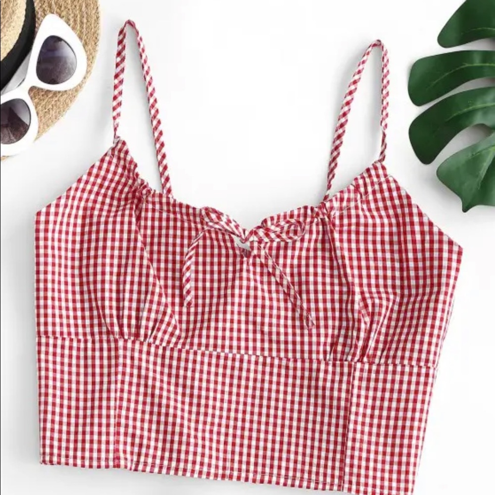 ZAFUL Smocked Back Gingham Tie Cami Top - BRAND NEW WITH BAG/TAGS